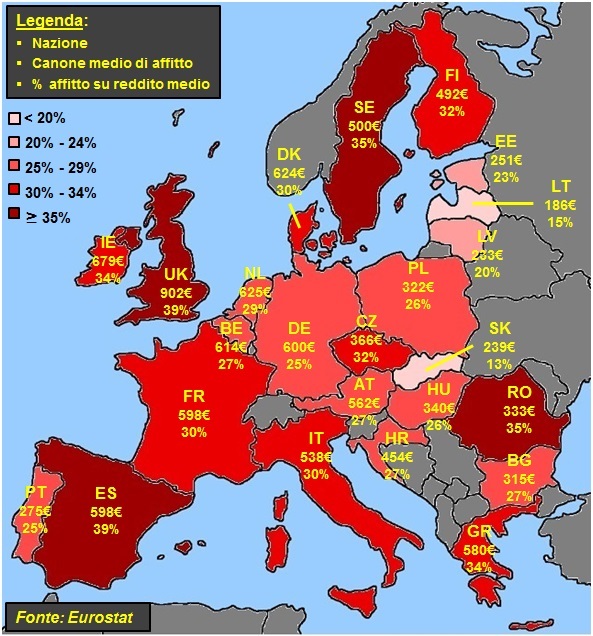 2015-07 Affitto vero salasso in Gran Bretagna e Spagna Meglio in Italia e Francia Germania la meno cara